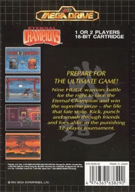 Eternal Champions (Europe) box cover back